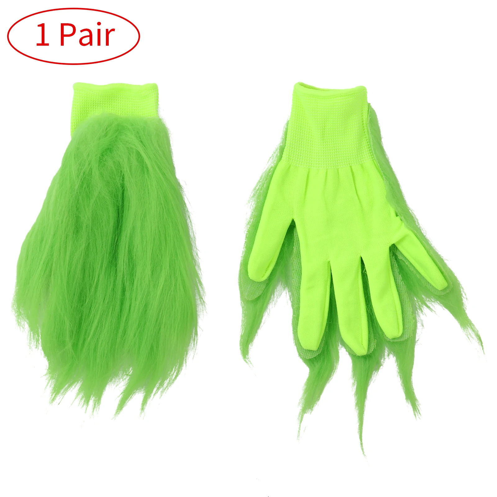 Grinches Gloves Christmas Gloves Cosplay X-Mas Funny Grinc Stole Costume Props Green Plush Gloves For Adult  Kids Party Gloves