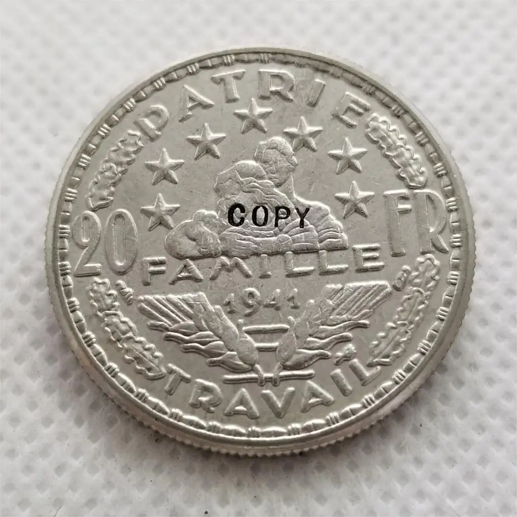 1941 Франция 20 франков копия монет Petain