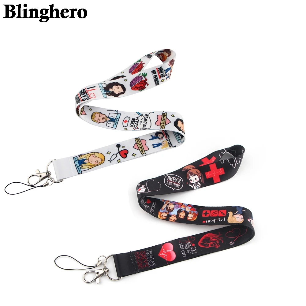 CA1392 Grey's Anatomy Lanyard Keychain Multifunction ID Card Badge Holder Camera USB Cell Phone Neck Strap Metal Key Ring