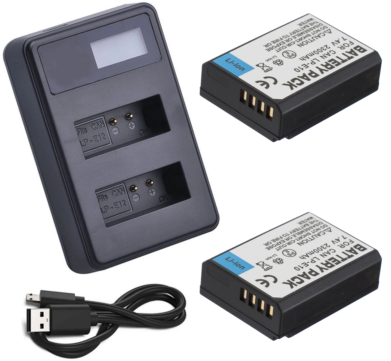 Аккумулятор 2 шт. + зарядное устройство для цифровых зеркальных камер Canon EOS 1100D 1200D