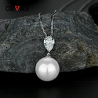 OEVAS 100% 925 стерлингового серебра жемчужное ожерелье с подвеской для женщин сверкающие капли воды с высоким содержанием углерода со стразами свадебные ювелирные украшения