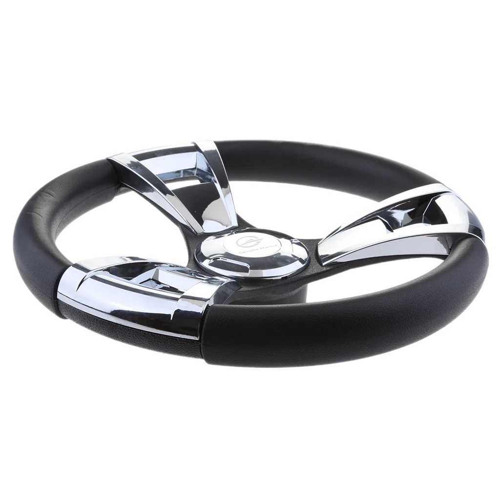 

13.8'' 350mm Marine Boat Pontoon Steering Wheel Polished 3 Spoke 3/4'' Shaft