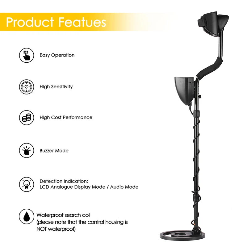 LCD Underground Metal Detector Hunter Gold Digger Treasure Finder Seeker Waterproof Ground Plate | Инструменты