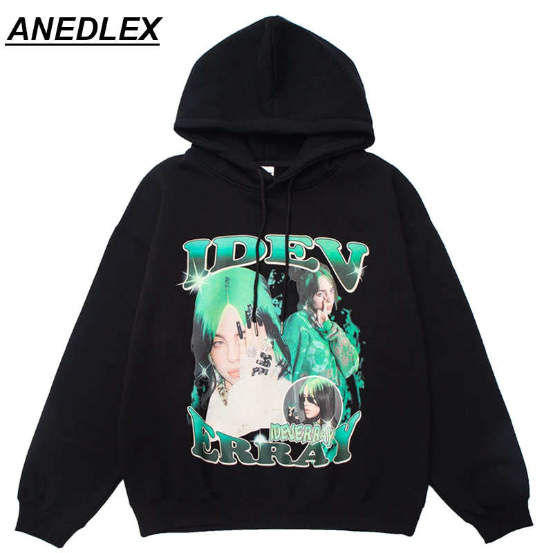 

Hip Hop Harajuku Sweatshirt Streetwear Hoodie Rapper Character Print Hoodie Men Women Cotton Casual Pullover Winter Hoodie Black