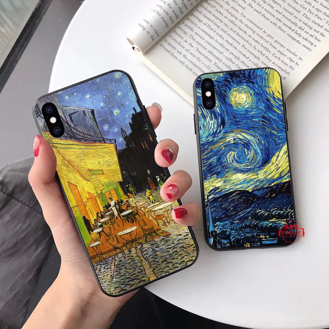 Van Gogh Oil Painting Silicone Soft Case for iPhone 5 5S 6 6S 7 8 11 Pro Plus X XR XS Max |