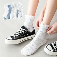 new socks women summer thin lace socks middle tube socks japanese ins cute bubble mouth mesh breathable girl cotton socks