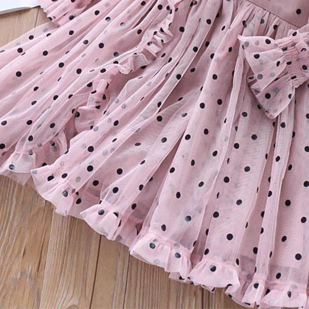 Детское летнее платье в горошек с расклешенными рукавами | Детская одежда и обувь