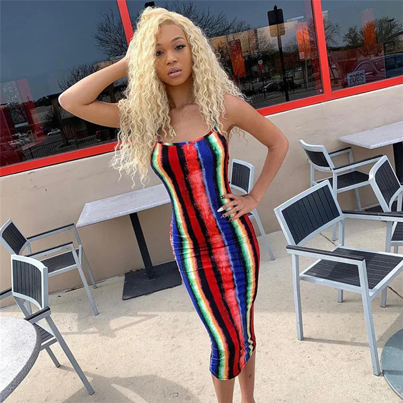 

Женское платье-миди на бретелях-спагетти, с открытой спиной