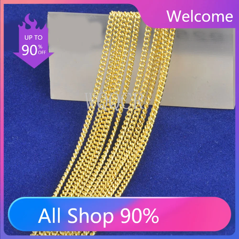 

5 шт. женские высокие ювелирные изделия 1,9 мм 18 K золота Цепочка с плоским плетением колье с подвесками Золотое колье 16 "18" 20 "22" 24 "26" 28 "30" дюйм (о...