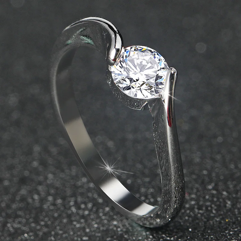 925 Anillos серебряные Простые Модные кольца со стразами для женщин Сияющие AAA