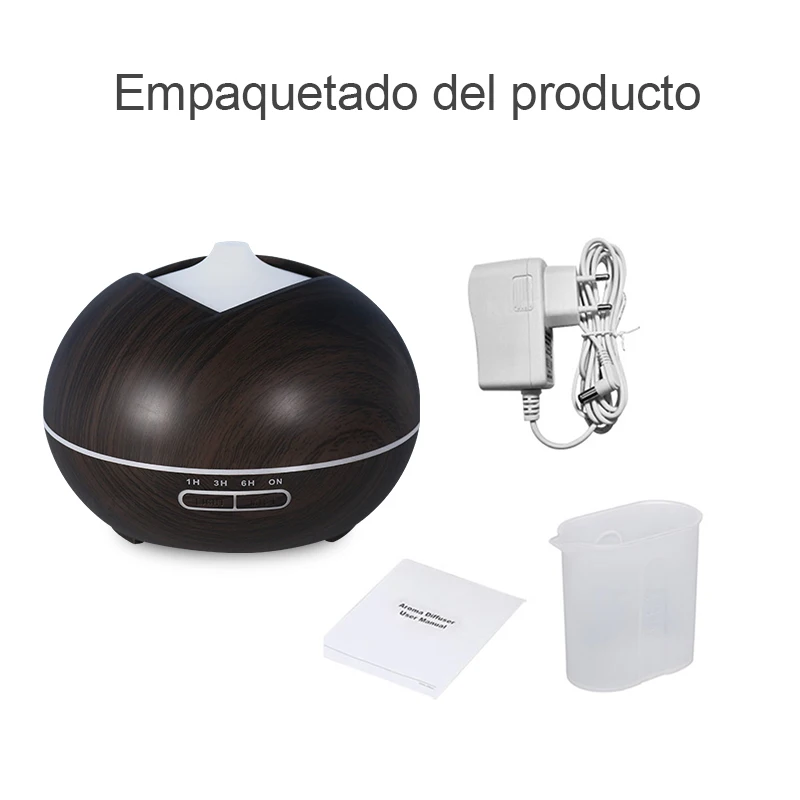 

400 ml ultrasonic air humidifier essential oil diffuser with wood grain 7 LED lights changing-color