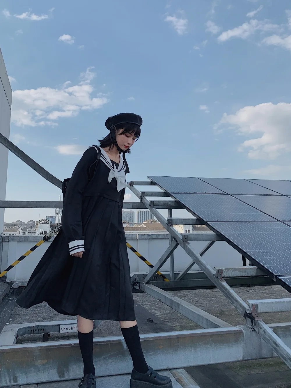 Harajuku матросский воротник темно-синее платье японский Лолита сладкий лук девушка ретро Хлопок Kawaii консервативный стиль платья с длинными рукавами