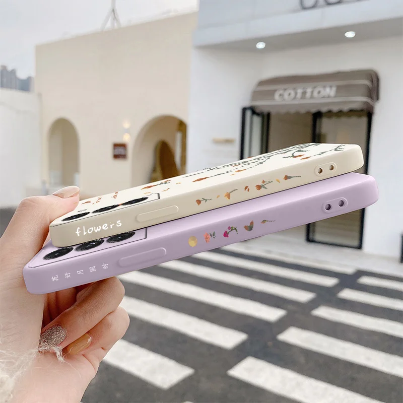 The Rose Silicone Case For Samsung Galaxy S22 S21 S20 FE S10 Note 20 10 A72 A52 A32 A71 A51 A31 A21S 4G 5G Soft Phone Back Cover