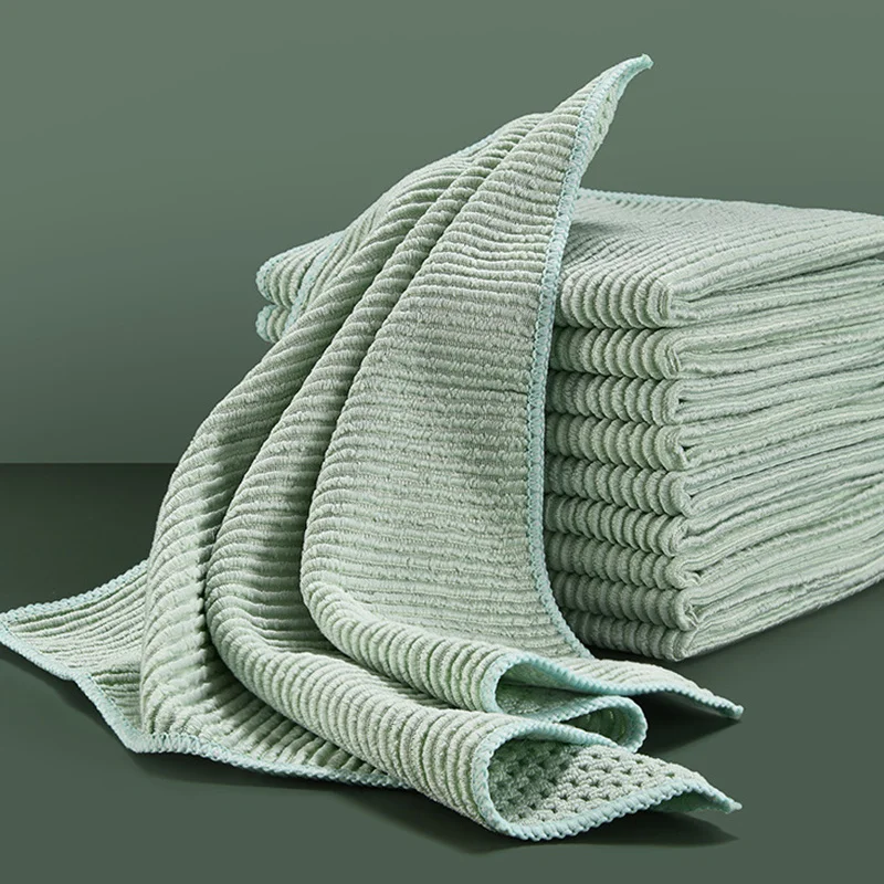 

Green Kitchen Towel Cleaning Cloth For Window Glass Car Floor Rags Bowl Dish Ceramic Tile Wipe Duster Home Cleaning Tool Gadget