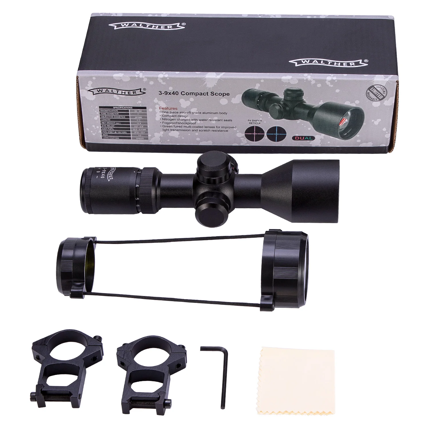 

3-9 Timesx40 Holographic Sight Double Metal Sight Cross Differentiation Sight Red&Green Dot Illuminated Sight Rifle Scope Sniper