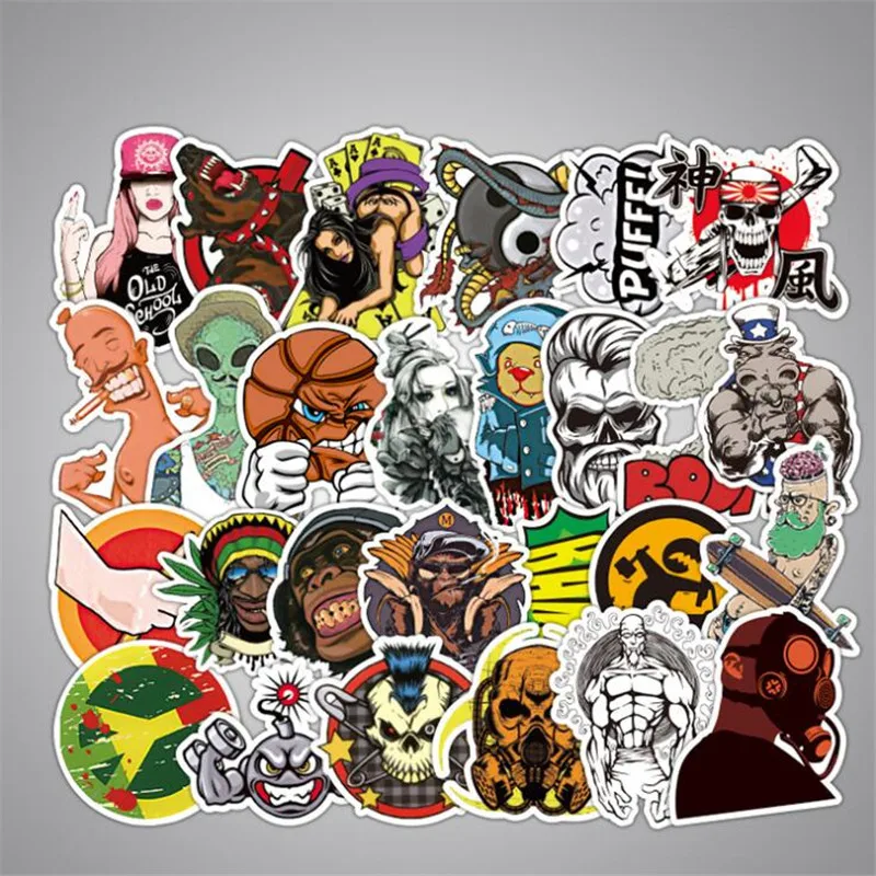 

10/30/50 PCS Hip Hop Rock Skull Boy Toy Halloween Cartoon Suitcase Graffiti Car Phone Skateboard Helmet Personalized Stickers
