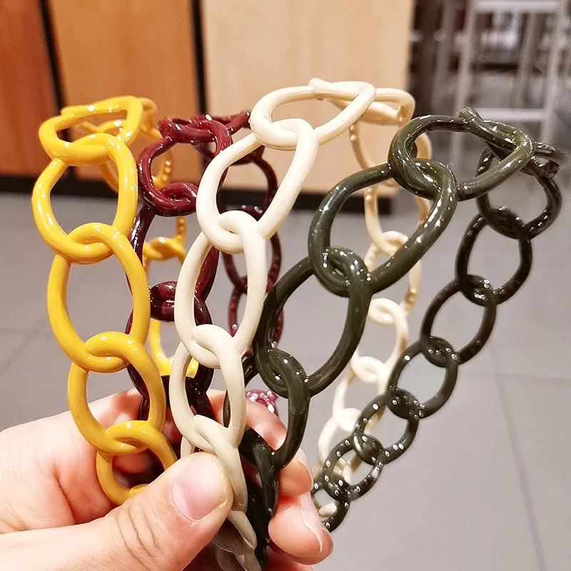 

2021 Fashion Chain Hair Head Hoop Sport Headband Hairband Headbands For Women Candy Colors Bezel For Hair Girls Hair Accessories