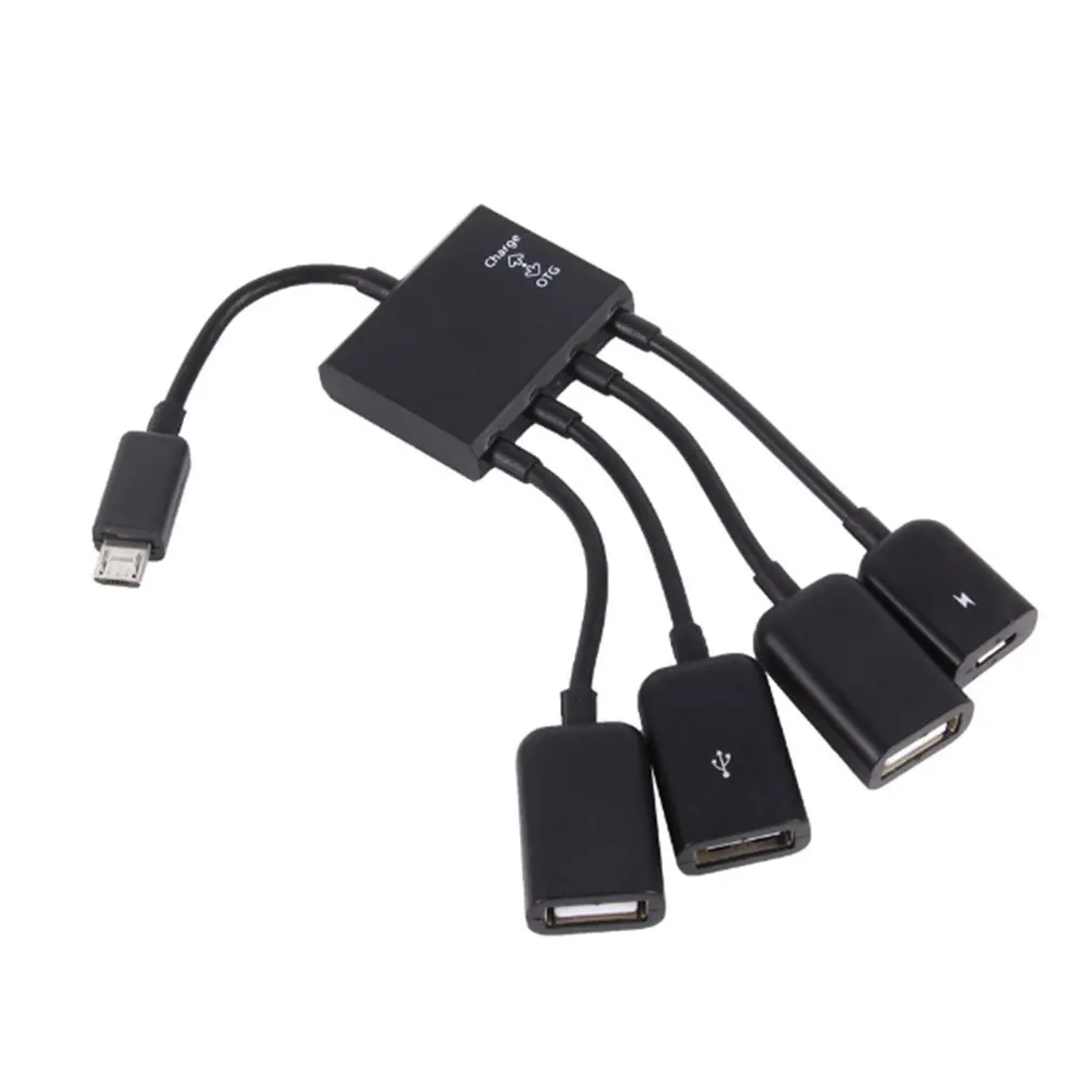 Кабель концентратор с разъемом Micro USB для зарядки OTG 3/4 порта адаптер смартфонов