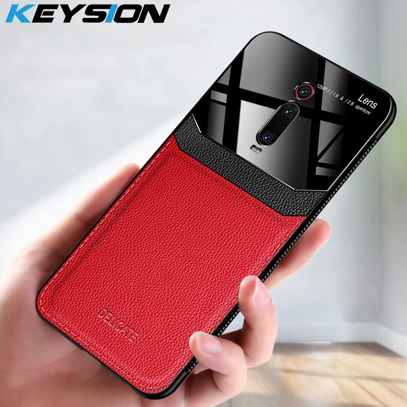 KEYSION противоударный чехол для Xiaomi Mi 9T Pro 9 SE 8 Lite кожаный зеркальный стеклянный