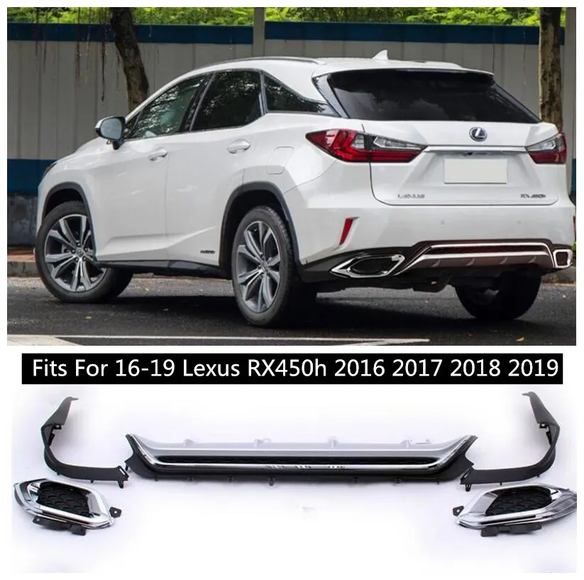 

ABS Chrome Car Bumper Front Lip, Auto Car Rear Diffuser Exhaust Protector Cover Fits For Lexus RX450h 2016 2017 2018 2019