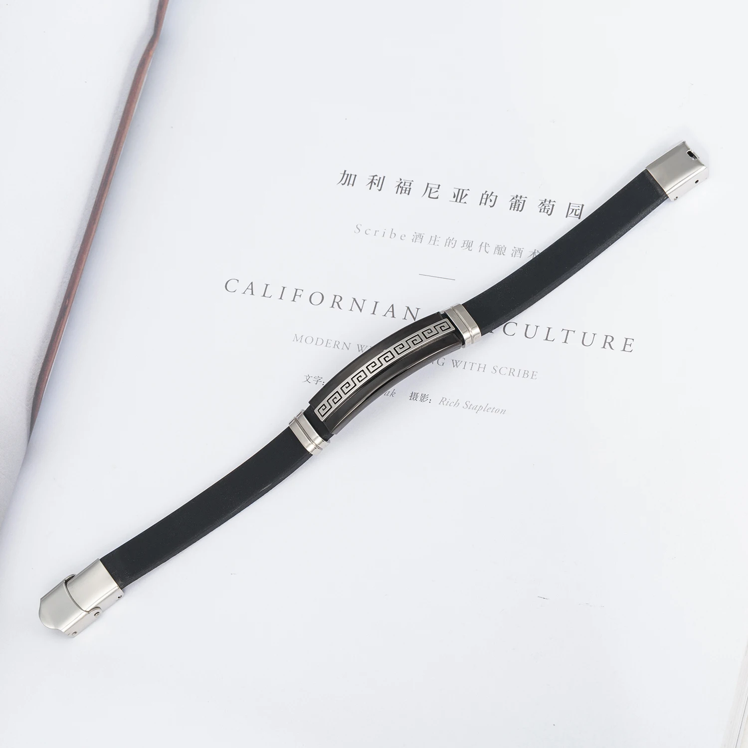 Модные ювелирные изделия Европейский популярный черный браслет из нержавеющей