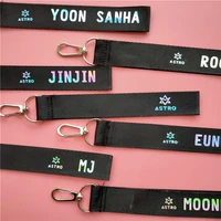 kpop astro laser lanyard dazzling reflective colorful mobile phone rope strap kpop astro keychain silver hang buckle