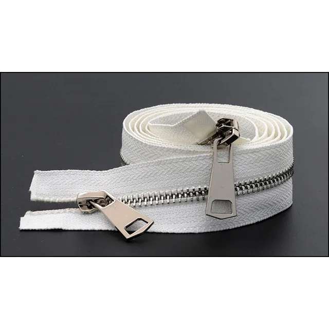 SilverWhite Meetee 120 см 5# двойной слайдер застежки-молнии для шитья открытая металлическая молния Gunblack зубы куртка молния DIY 13 цветов A3-9 - Цвет: SilverWhite