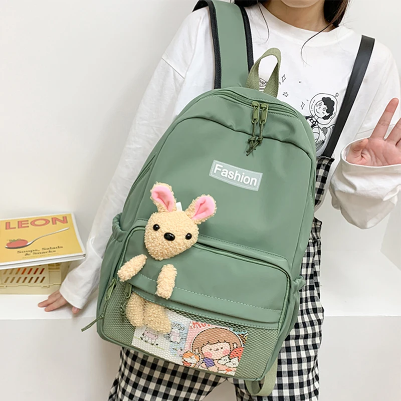 

Women Backpack EST New Fashion Toy Girls teenage Nylon Shoulders bag Travel Mochila Schoolbag Bear Book bag Large Capacity bags
