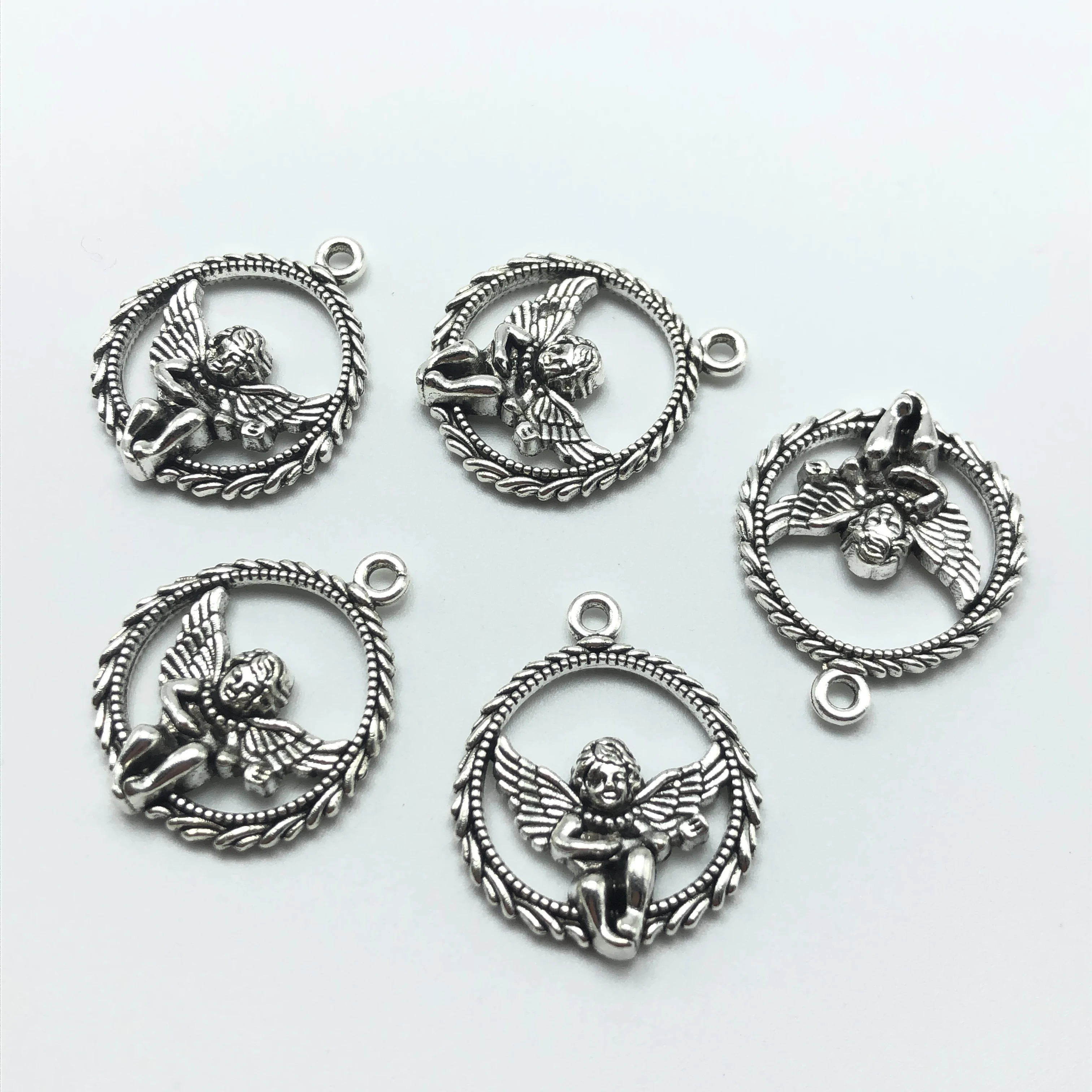 10 шт маленький ангел с Крыльями Кольцо Кулон для изготовления ювелирных изделий