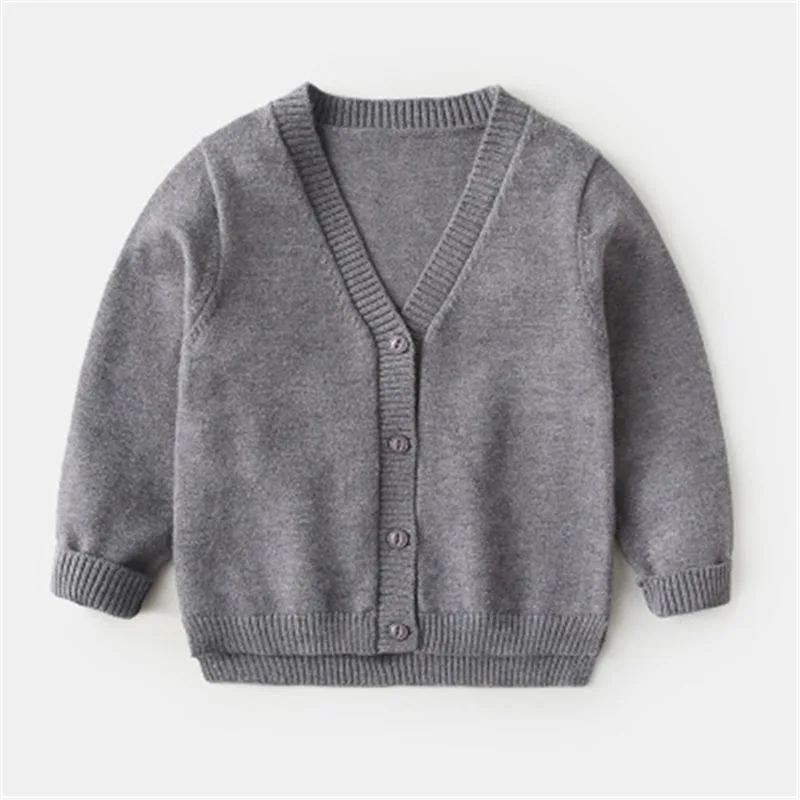 Однотонные Детские вязаные свитера осенне зимняя детская одежда повседневная