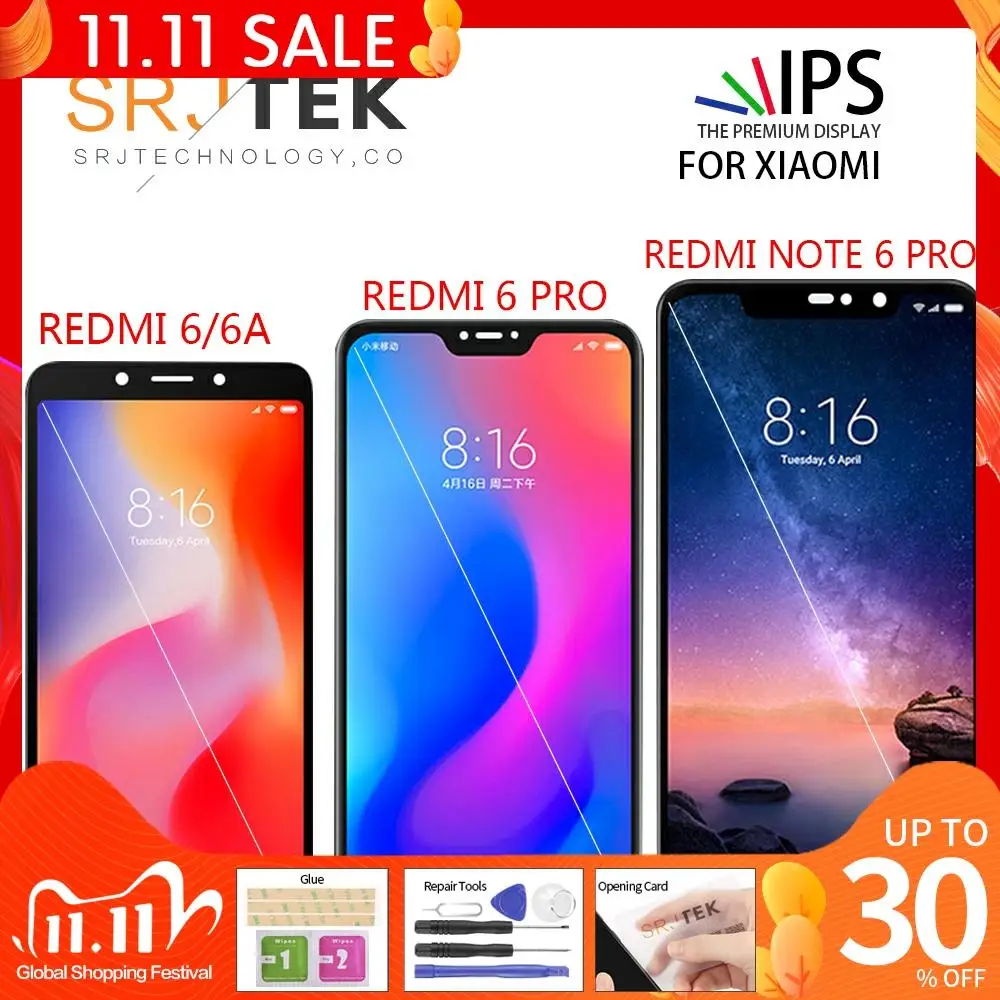 

ЖК-дисплей для Xiaomi Redmi Note 6 Pro, сенсорный экран с дигитайзером в сборе для Xiaomi Redmi 6 Pro, ЖК-дисплей для Redmi6, 6A, сменный экран