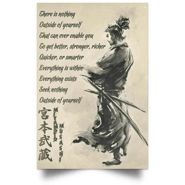 

Japanese Samurai Motivational Wall Art Poster Quote Miyamoto Musashi Art Print Metal Sign