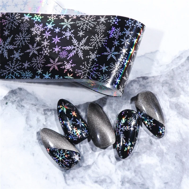 Голографическая фольга на ногти 3D сделай сам снежинки для маникюра Переводные