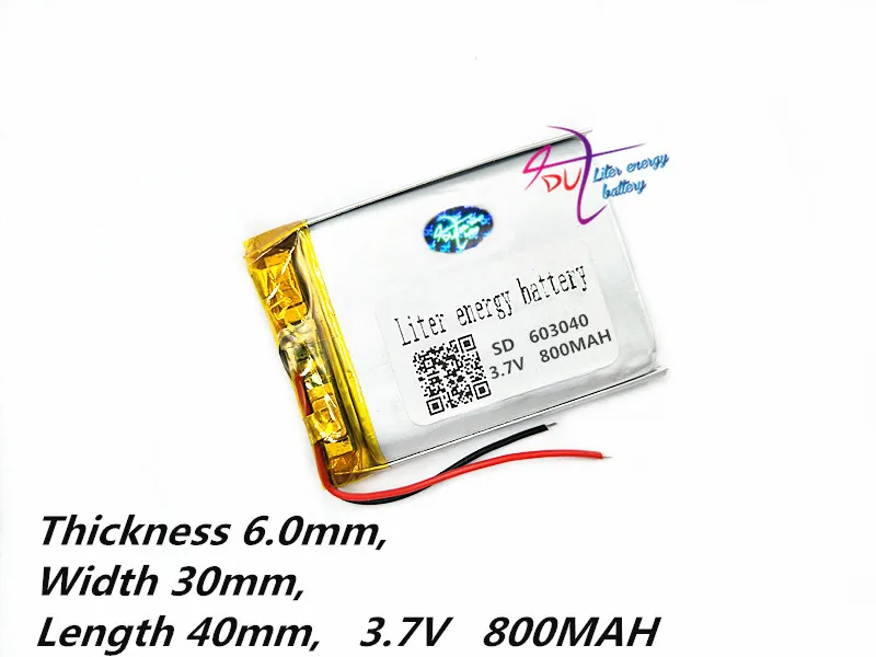 Литий-полимерная батарея 063040 603040 3 7 V 800mah MP3 MP4 GPS планшет | Компьютеры и офис