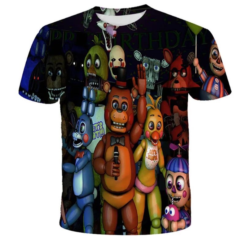 

Birthday kids t shirt Five Nights at Freddy 3d printed t-shirts boys girls fashion short sleeve tshirts FNAF Child 4-14 t-shir