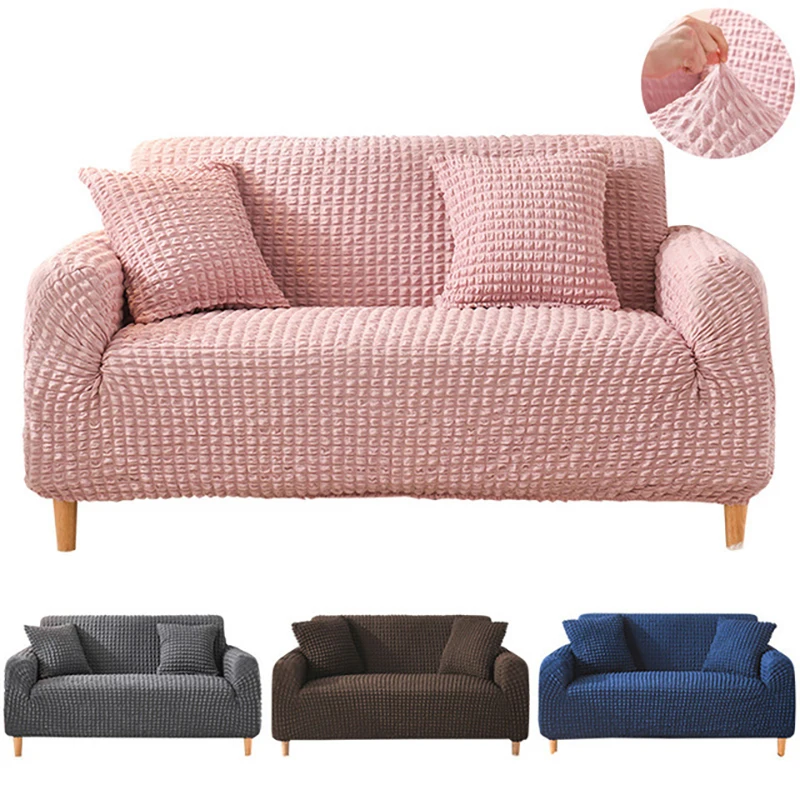 Однотонный эластичный чехол для дивана в гостиную набивной клетчатый секционный