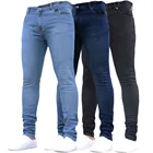 Мужские брюки с высокой талией, Стрейчевые джинсы на молнии, повседневные облегающие брюки, мужские джинсы-карандаш, джинсы скинни для мужчин