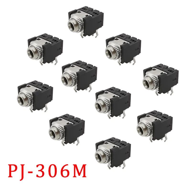 

10/20/30Pcs Black PJ-306M 3.5mm 5P Stereo Audio Socket Female PCB Panel Mount Connector With Nut 5Pin DIP Headphone Jack PJ306M