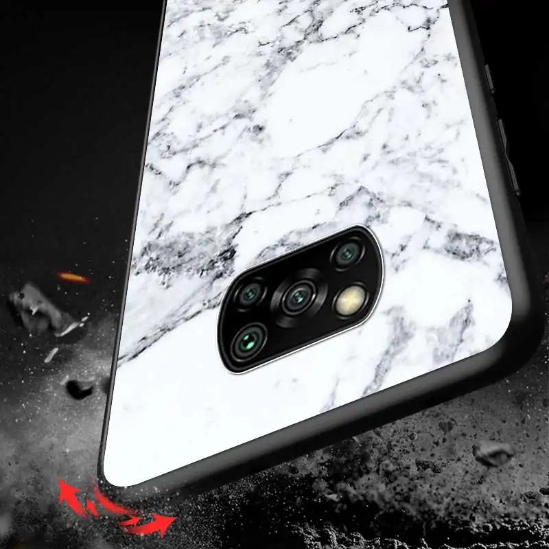 

Marble Tiles Stone For Xiaomi Redmi K30 K30S Mi 10T Lite Pro Poco X3 NFC X2 M3 M2 F2 Pro C3 F1 Soft Black Phone Case