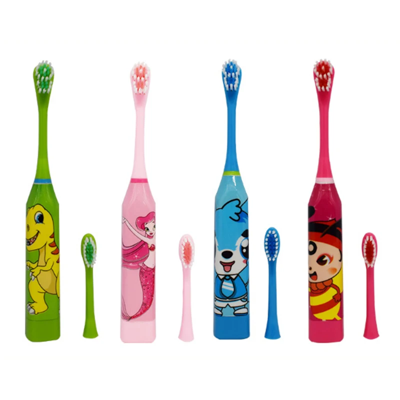 Children's electric toothbrush cartoon pattern kids waterproof electric double-sided toothbrush with 2 replacement heads