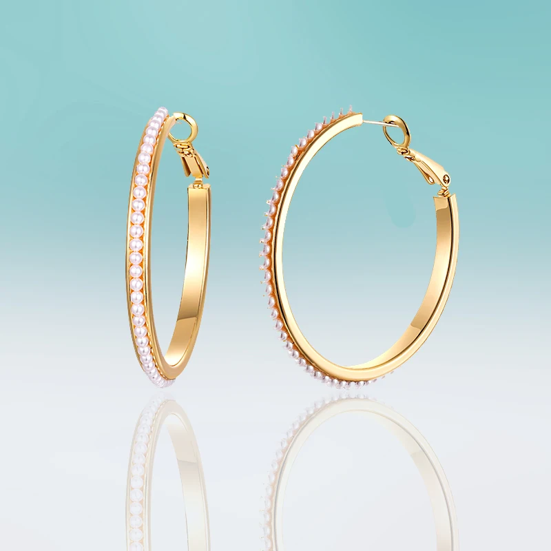 Женские серьги кольца в западном стиле простые золотистые круглые с