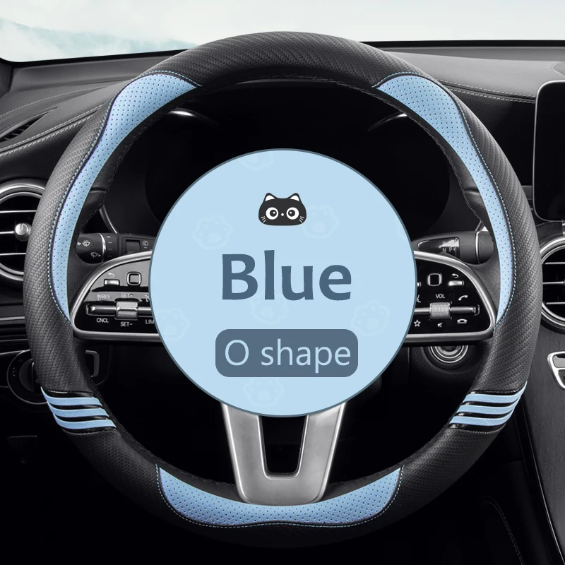 

Чехол рулевого колеса автомобиля кожаный Универсальный Противоскользящий чехол из углеродного волокна для автомобильного рулевого колеса, 38 см, автостайлинг