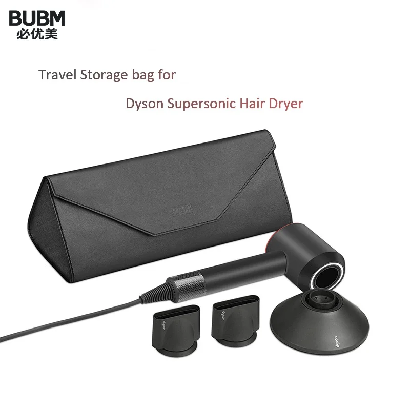 BUBM Travel Storage bag for Dyson Supersonic Hair Dryer,Magnetic Flip PU Leather Dustproof Protection Organizer Travel Gift Case