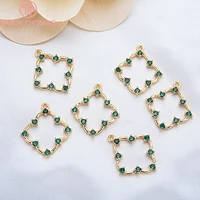 14194pcs 18x20mm 24k gold color plated brass with zircon square charms pendants high quality diy jewelry accessories