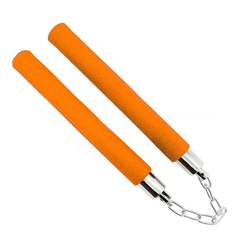 Orange Новые фитнес Боевые искусства Nunchakus оружие Пена металлическая цепь безопасные нунчаки из губки для начинающих XD88 - Цвет: Orange