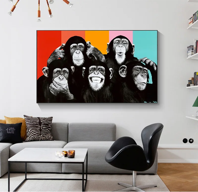 Забавные обезьяны граффити холст картины настенные плакаты и принты современные