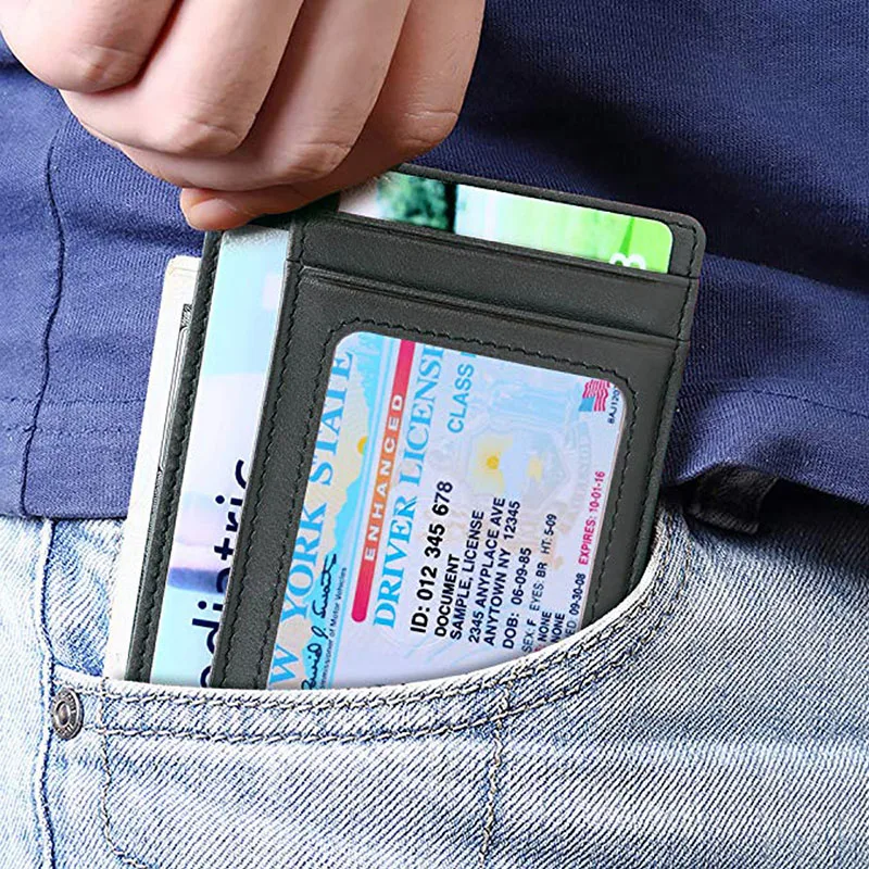 KEEBREAK Анти RFID для мужчин кожаный бумажник держатель карт мужской тонкий бумажники