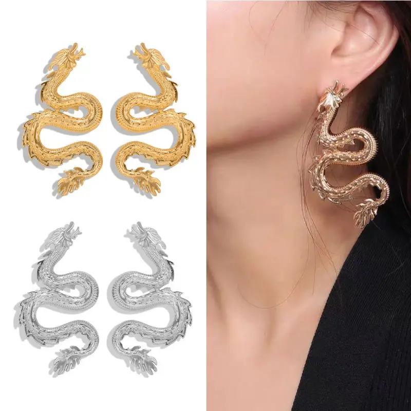 2020 крутые сережки гвоздики для мальчиков и девочек Гвоздики С тотемным драконом