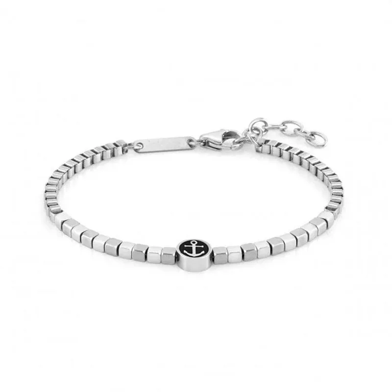 

Runda Men's Bracelet Stainless Steel Box Chain with Anchor Pattern Pendant Adjustable Size22cm Fashion Bracelet Luxury Brand Men