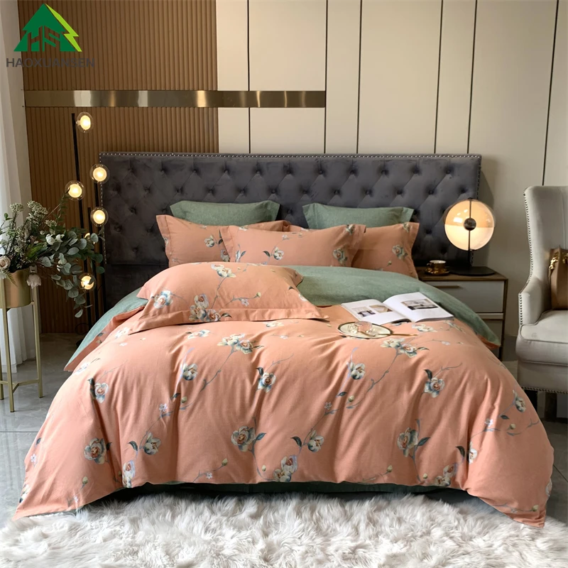 

Flowers Pure Cotton Sanding Bedding Sets Thickening Duvet Cover Pillowcase Bed Sheets Bed linen 3.8kg/4.1kg